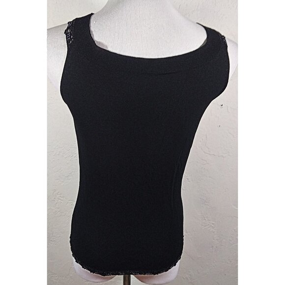The Limited Tank Top Small Black Beaded Trim Sleeveless Cami Scoop Neck - Picture 3 of 5